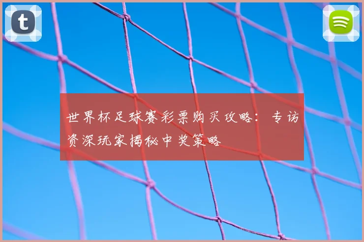 世界杯足球赛彩票购买攻略:专访资深玩家揭秘中奖策略